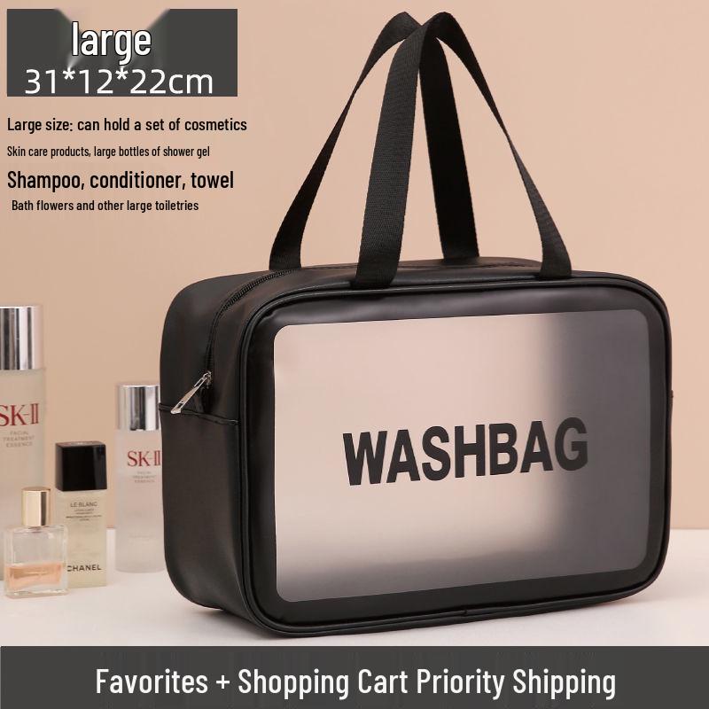 Waterproof Portable Makeup Organizer - Large Capacity PU Clear Toiletry Travel Bag