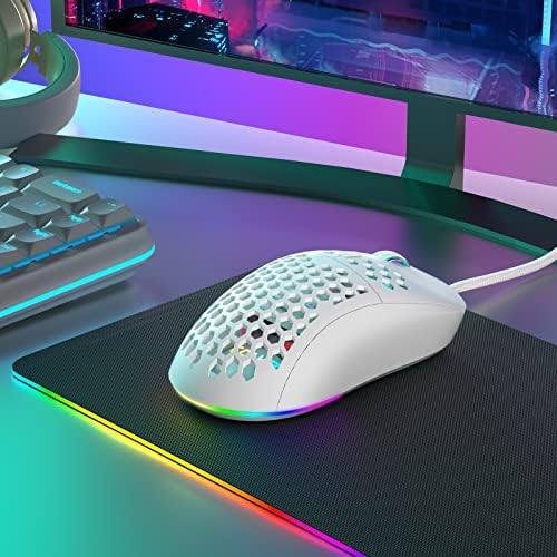 DIERYA M1SE Gaming Mouse Wired Quiet 75g Ultra Light RGB Backlight 16000 Degrees Adjustable DPI Programmable Ergonomic Design for Windows PC Gamers