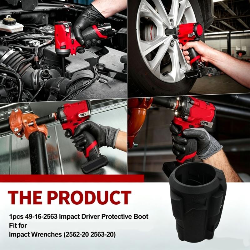 Rubber Impact Wrench Cover with Housing Guard, Access Openings and Slip On Fit for Workshop Repair Tasks, Routine Upkeep, and Storage Areas