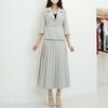 Style LAtte Women SignAture Summer Tweed PleAted Long A Line Skirt Sss Summer Tw