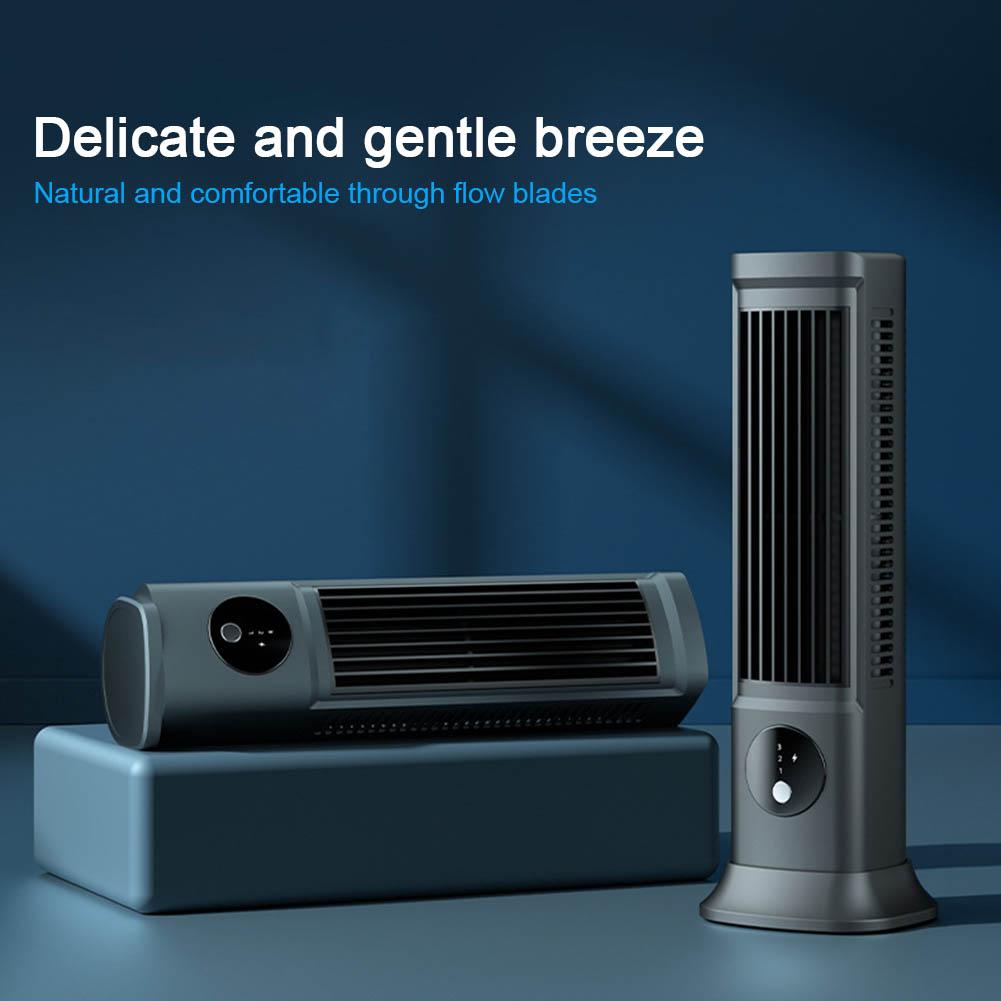 Tabletop Air Conditioner Desk Tower Fan USB Rechargeable 3 Speeds Quiet Air Cooler Portable Tower Fan for Outdoor Camping Hiking