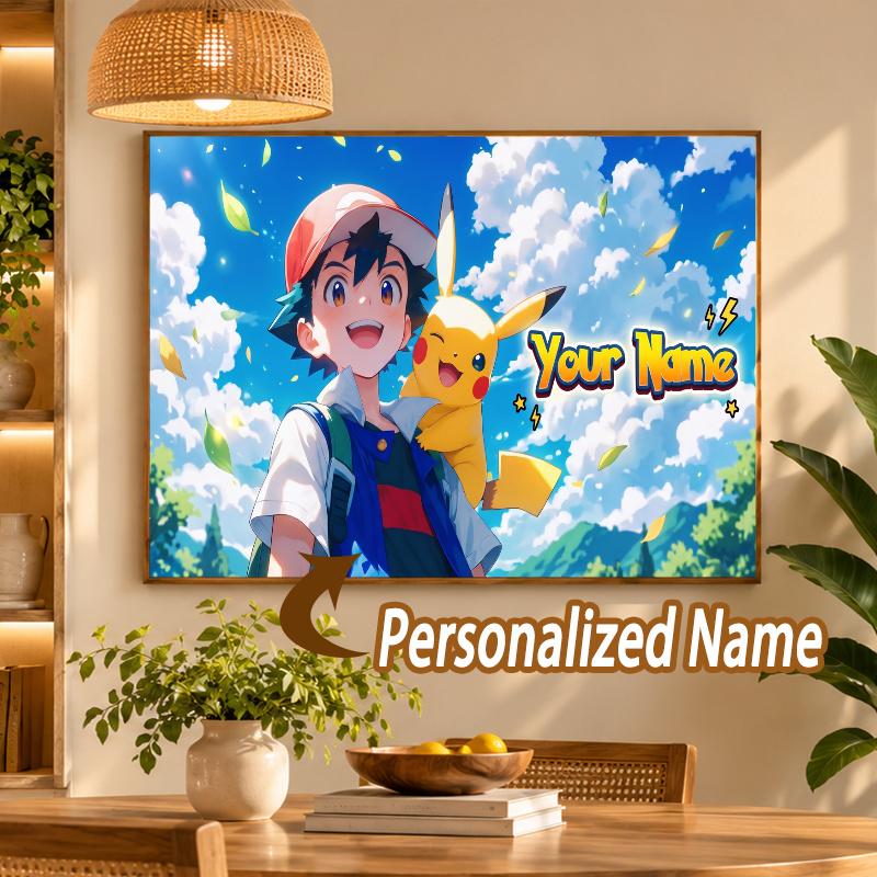 Pikachu Custom Name Diamond Painting Personalized 5D Full Drill DIY Diamond Art Home Decor