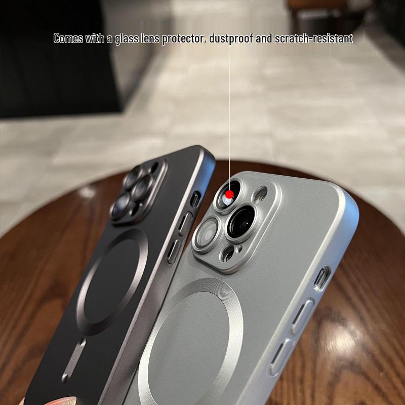 Matte Metal Magnetic iPhone 17 Pro Max Case with Apple 16 Lens Film, Solid Color Protective Cover