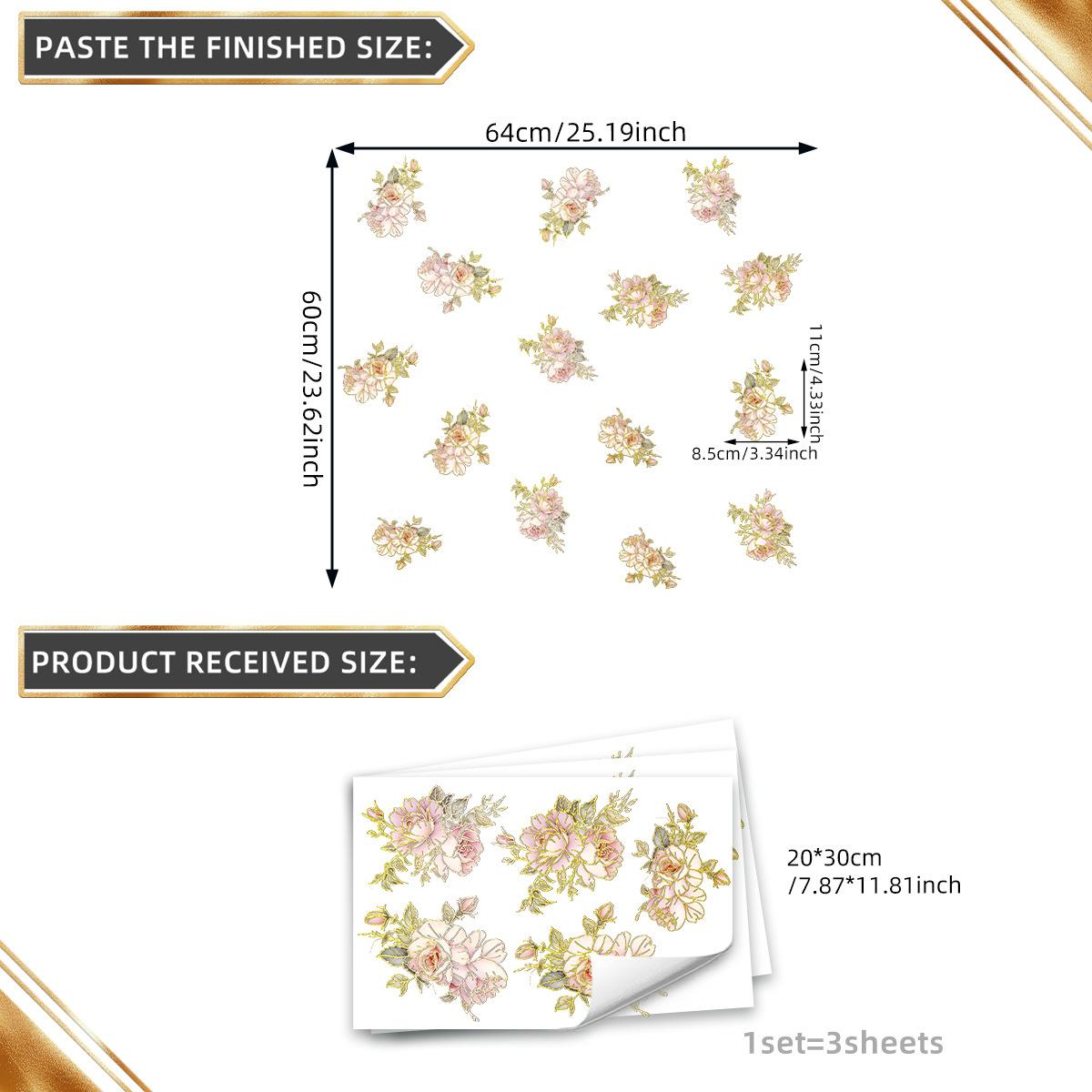 

Tj9001 Расписанная вручную многокластерная цветочная наклейка на стену с зелеными листьями и бронзированием, украшение для гостиной, спальни, фона, самоклеящаяся наклейка на стену