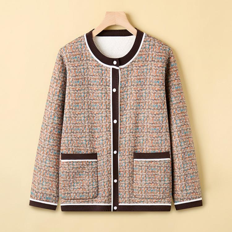 Middle-aged and Elderly Women's Grandma's Little Fragrant Wild Coat Mother's Short Coat Spring and Autumn New Casual Western Style Plus Size