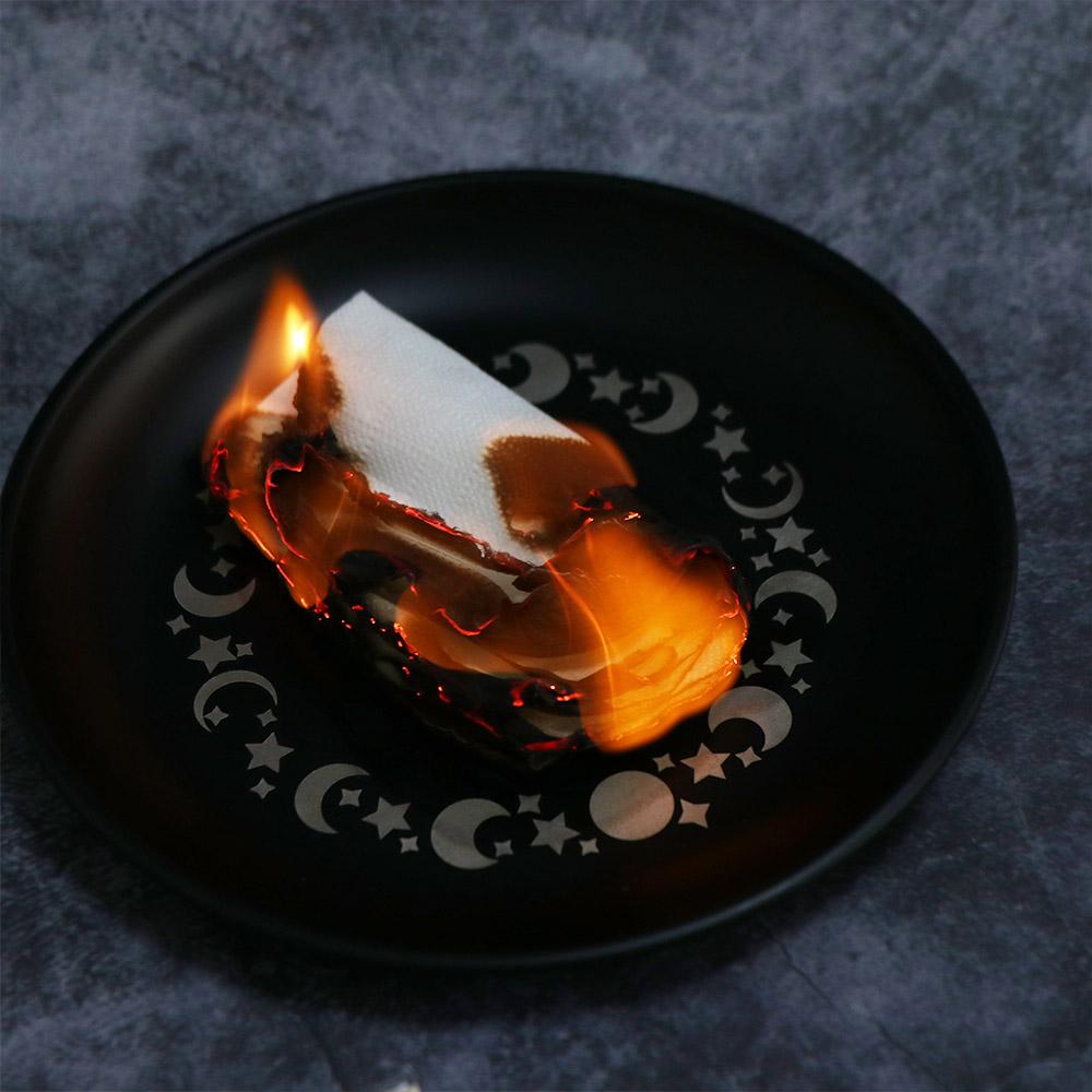 Home Decoration 5.5 Inch Decorative Jewelry Dish Stainless Steel Round Crystal Stone Storage Tray Black Divination Tray Food