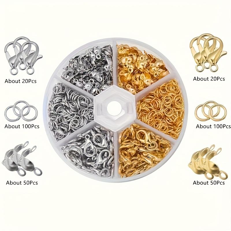 340pcs/box Massive Jewelry Making Starter Kit Premium Stainless Steel Lobster Clasp, End Pleat, and Essential DIY Craft Supplies