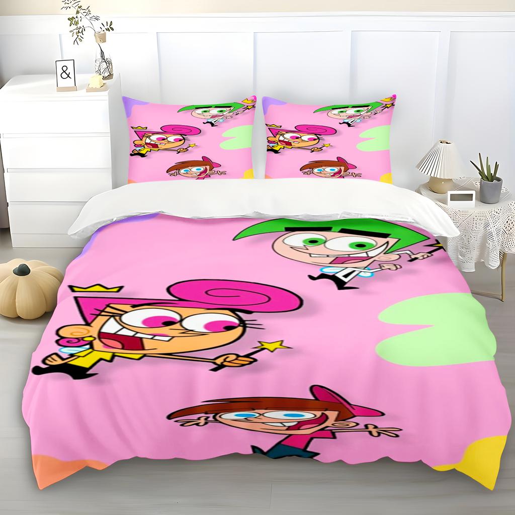 Påslakan The Fairly OddParents Söt Kuddfodral Sängkläder Set Vuxna Barn Sovrumsinredning Gåva Enkel Dubbel Stor Storlek