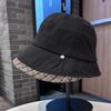 Retro Plaid Lines Woolen Basin Hat Women's Autumn and Winter Warm Windproof Face Small Sunshade Bucket Hat Foldable Hat