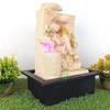 3 Step Ganesha Table Top Water Fountain with RGB LED Light for Home Décor/Gift/Vastu/Pooja/Reception/House Warming (Biege Stone)