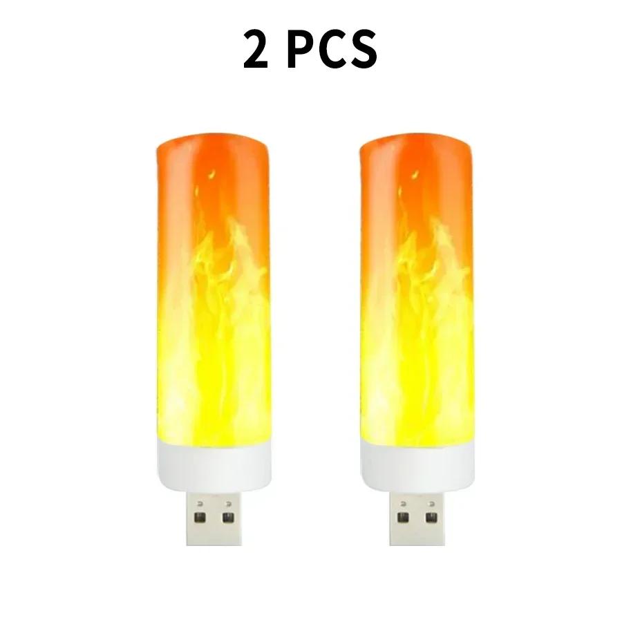 Mini LED USB Atmosphere Light Flame Flashing Candle Lights Book Lamp for Power Bank Camping Lighting Effect Light