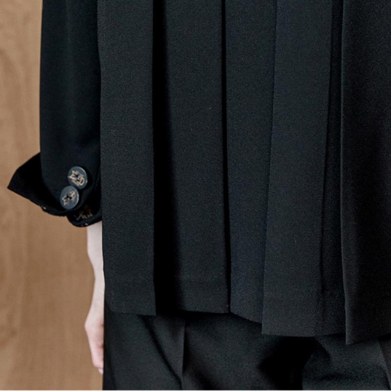 Maxza Wide Pleats Collarless Tailored Jacket Zb10qj300on