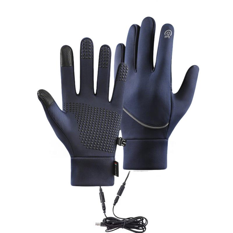 USB Heating Gloves Winter Windproof Touchscreen Fleece Lined for Men Women Motorcycle Riding Skiing Driving