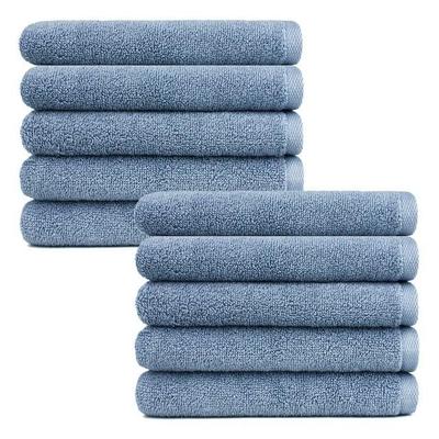 Light Plain 40 Face Towel 130g 30s Cotton, Blue, 10-Pack - Soft and Fast-Drying Daily Korean Towel