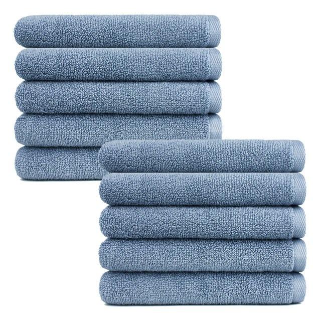 Songwol Towel Light Plain 40 Face Towel 130g 30s Cotton, Blue, 10-Pack - Soft and Fast-Drying Daily Korean Towel