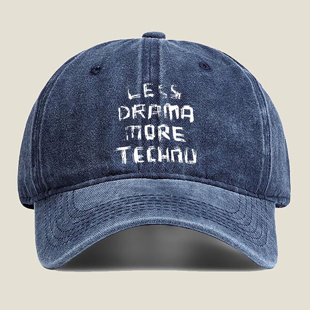 Meno Drammi Più TECHNO Cappellino da Baseball Lavato per Esterno per Donna Unisex Moda Cappellino da Papà Hip Hop