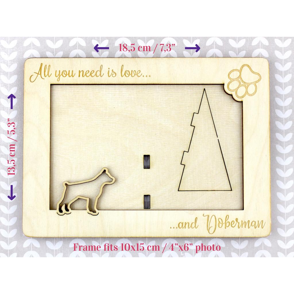Dobermann, Doberman Pinscher, Dobie - Photo frame, engraved wooden frame, a lovely gadget for the dog lover by Art-Dog