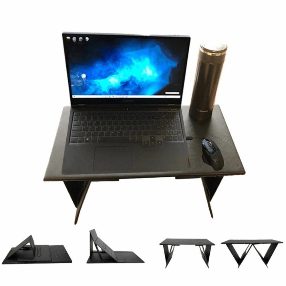6-in-1 Function Foldable Laptop Stand PU Leather  Portable Laptop Desk Adjustable Ultra-Thin Profile Lap Tablet Holder