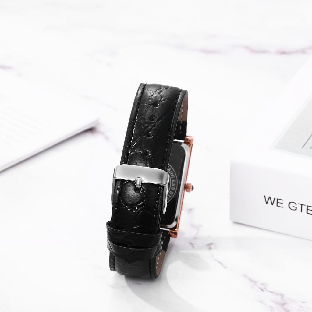 Watch with Leather Antique Roman Analog Black Quartz Perfect for Fashion or As a Gift for Her Women's Strap, Numeral, Display, Waterproof, Watch,