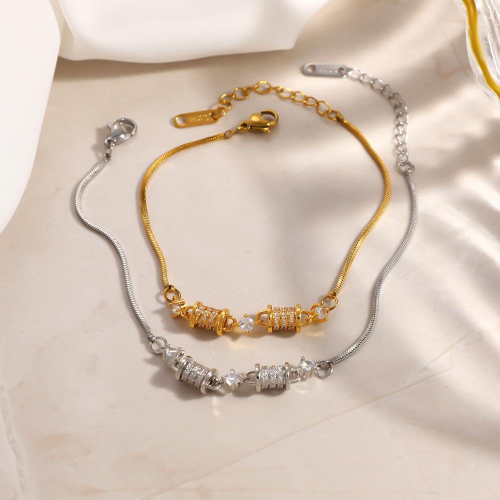 Yuhui Cross-Border Stainless Steel Women's Diamond-Inlaid Spiral Pattern SL41812G Pav-Set Diamonds Light-Luxury Real Bracelet