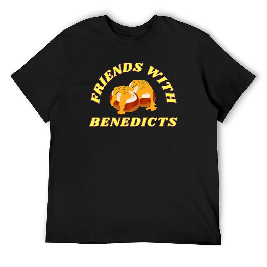 Womens Mens Friends With Benedicts Funny Eggs Benedict T-Shirt Oversized Customs Black T-Shirts For Men