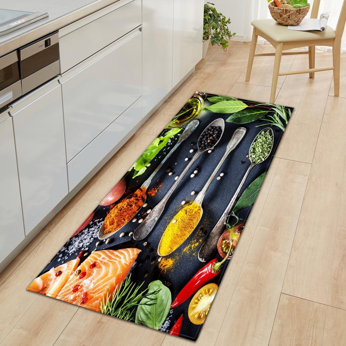 

Grains Spices Kitchen Mat Spices for Cooking Living Room Carpet Rebound Sponge Bedroom Rug Bathroom Bath Mat Doormat Anti-slip 40x60cm