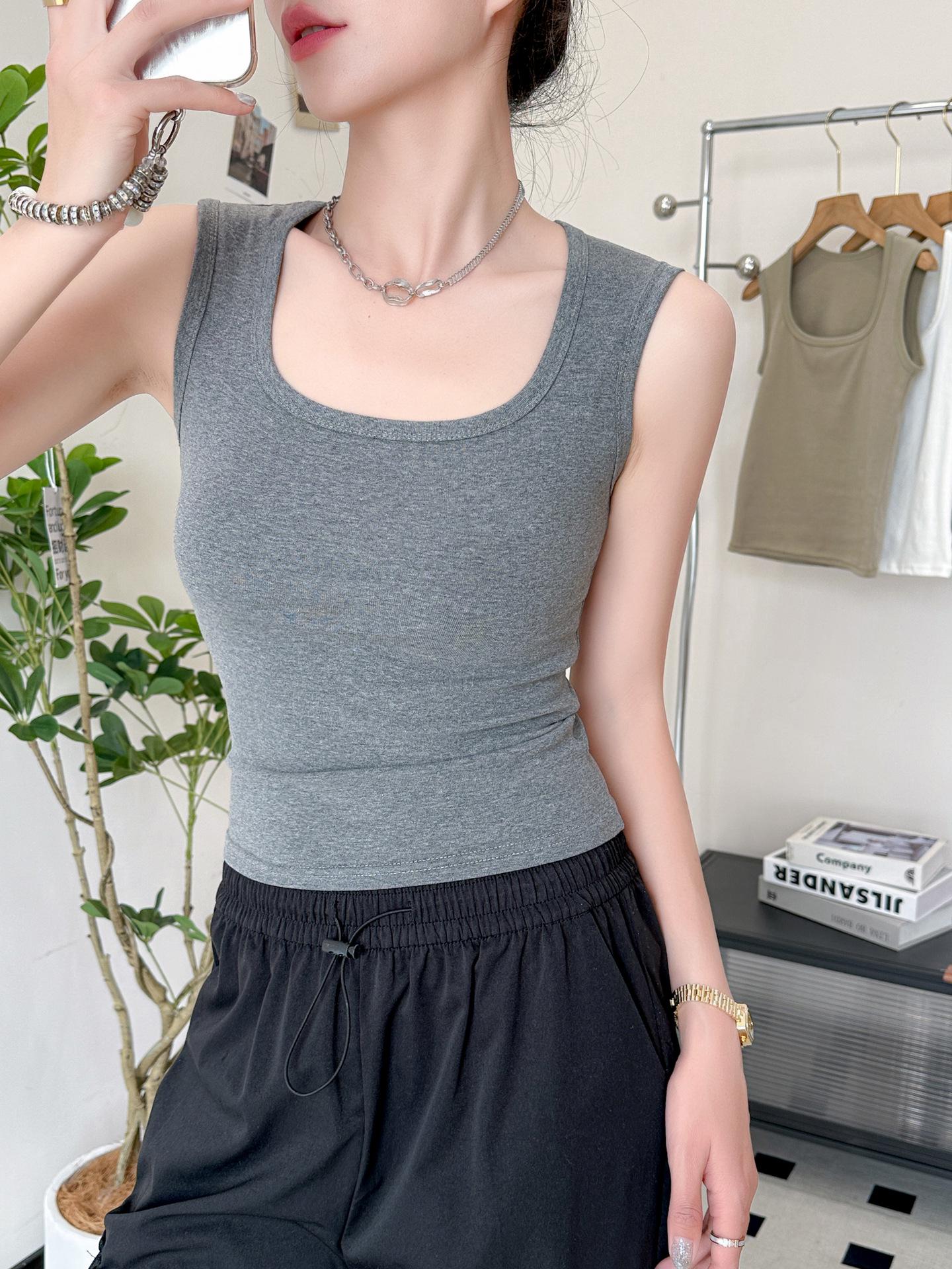 

Women s 92% Cotton U-Neck Wide Shoulder Spaghetti Strap Sleeveless Tank Top - 2025 Slimming Summer Style L [110-125 lbs]