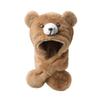 Children's cartoon bear hat girl baby autumn and winter Korean version imitation rabbit fur cute scarf integrated warm plush hat
