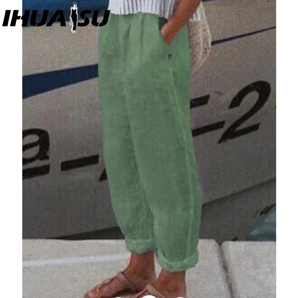 IHUASU 8 Barev Dámská Móda Ležérní Jednobarevný Potisk Kalhoty & Capri s Vysokým Pasem