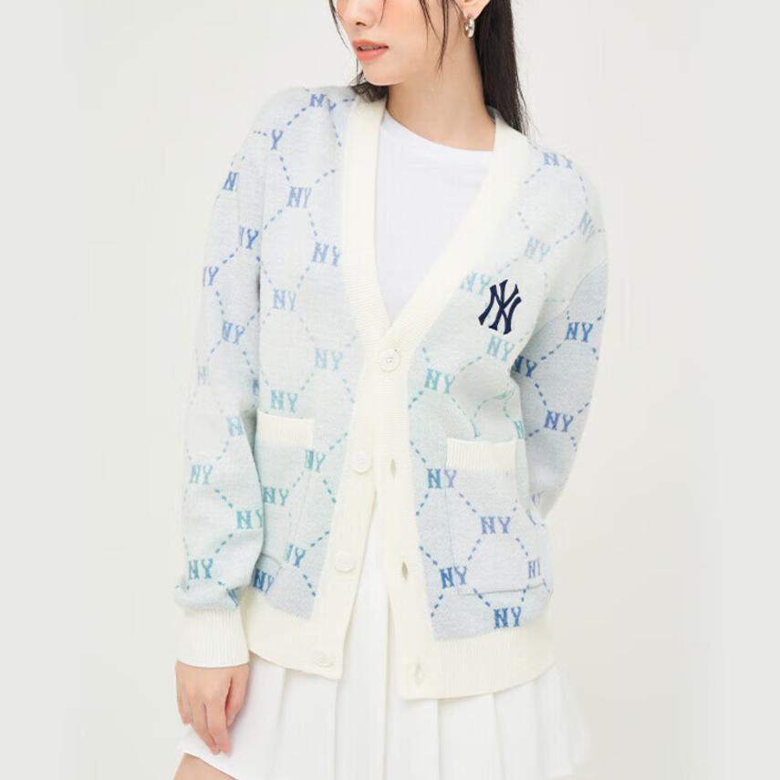 New MLB New York Yankees Gradation Dia Monogram Knitwear Unisex Cream 3AKCM0244-50CRS