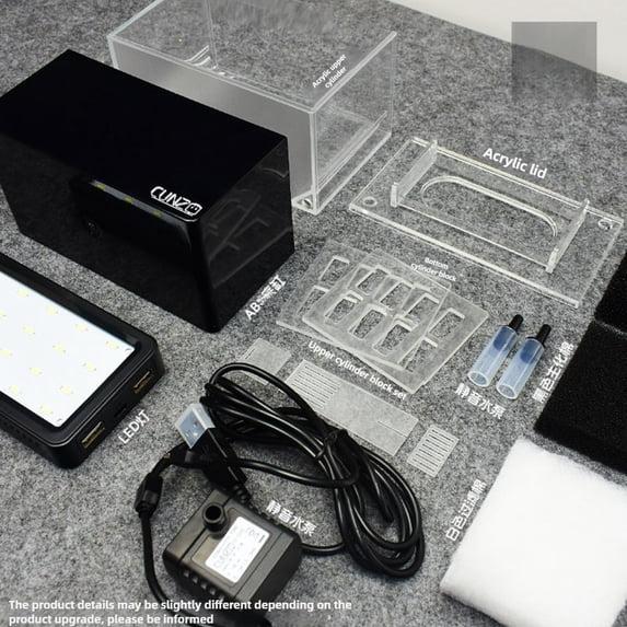 Mini-Kampffisch-Aquarium Acryl-Aquarium Desktop-Dekorationen Meeres-Aquaponik-Fischschale Mit Wasserfilter USB-Luftpumpe LED-Licht