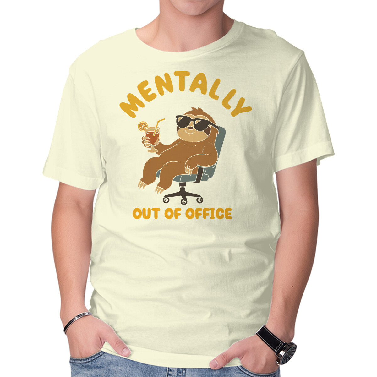 Unisex Crew Neck T-Shirt Mentally Out Of Office Graphic Short Sleeve Casual Tee XXL