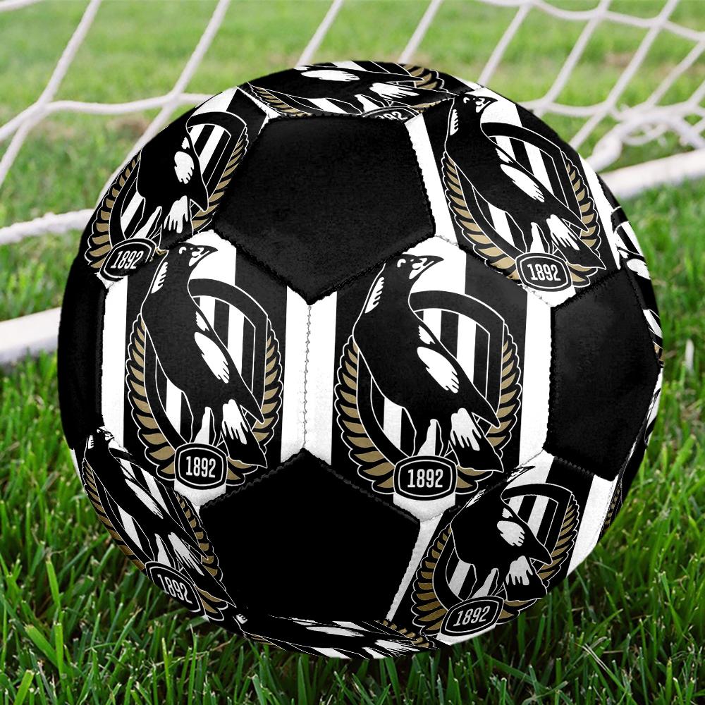 SIZE 5 Collingwood Magpies Soccer Ball Colorful All Ages Machine Stitched PVC Competition Ready Durable High-Bounce