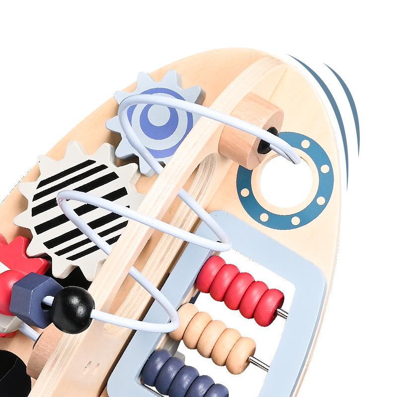 Wooden Rocket Beaded Beads Children's Educational Early Education Multifunctional Treasure Box Toys Mini Multifunctional Bead Box