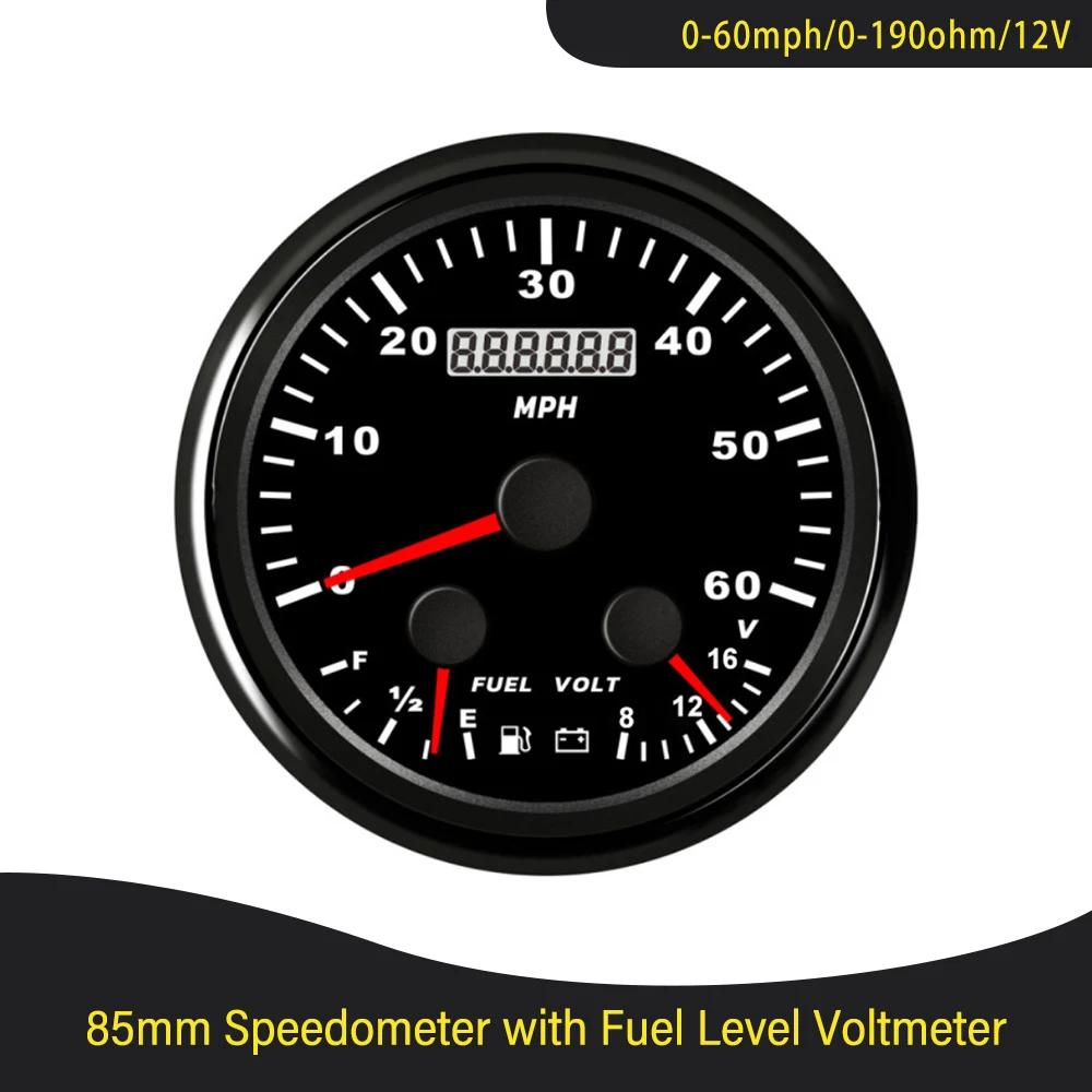 Waterproof Car Boat Universal 85mm GPS Speedometer Odometer with Fuel Level Tachometer Water Temp Oil Pressure Red Backlight