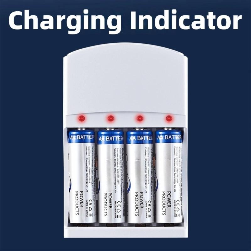 Batterieladegerät 4 Schächte Wand mit LED-Licht für 9V wiederaufladbare Batterie 1,2V LR06/LR03 wiederaufladbare Batterie