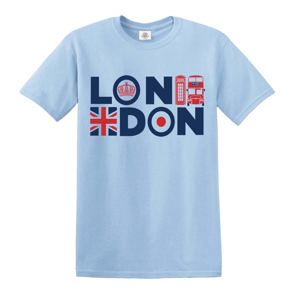 London england tshirt souvenir union jack big ben crown red bus london tshirt 2XL