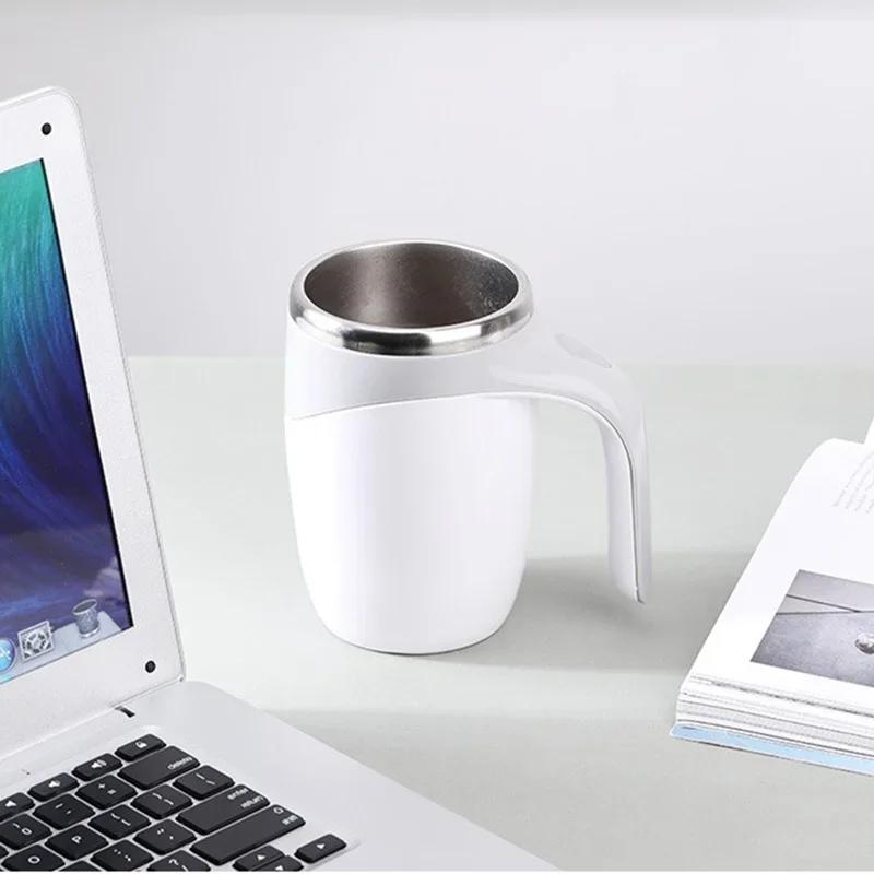 Bærbar automatisk blandekopp Elektrisk roterende krus i rustfritt stål Lazy Milk Shake Roterende magnetisk krus Vannkopper Kaffekopp