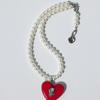 VERRYTASTE Heart Pendant Pearl Necklace - Red