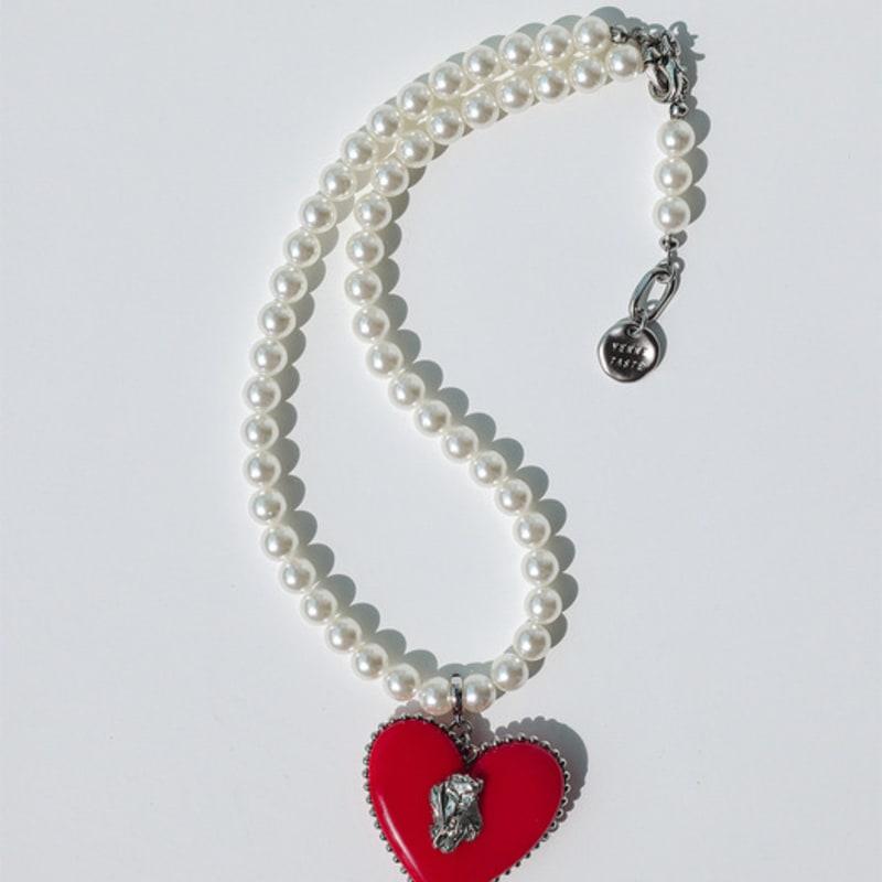 VERRYTASTE Heart Pendant Pearl Necklace - Red
