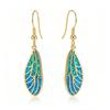 Cicada Wing Opal Earrings Blue Green Hollow Synthetic Opal Dangle Drop Earrings for Women
