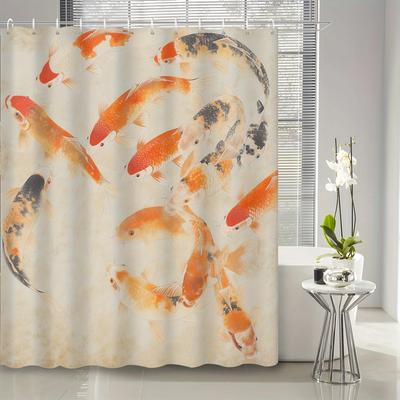 Colorful Koi Fish Shower Curtain - Water-Resistant Fabric for Bathroom - Perfect for Nature and Zen Lovers