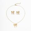 Elegant Bow Pendant Necklace & Earrings Set for Women