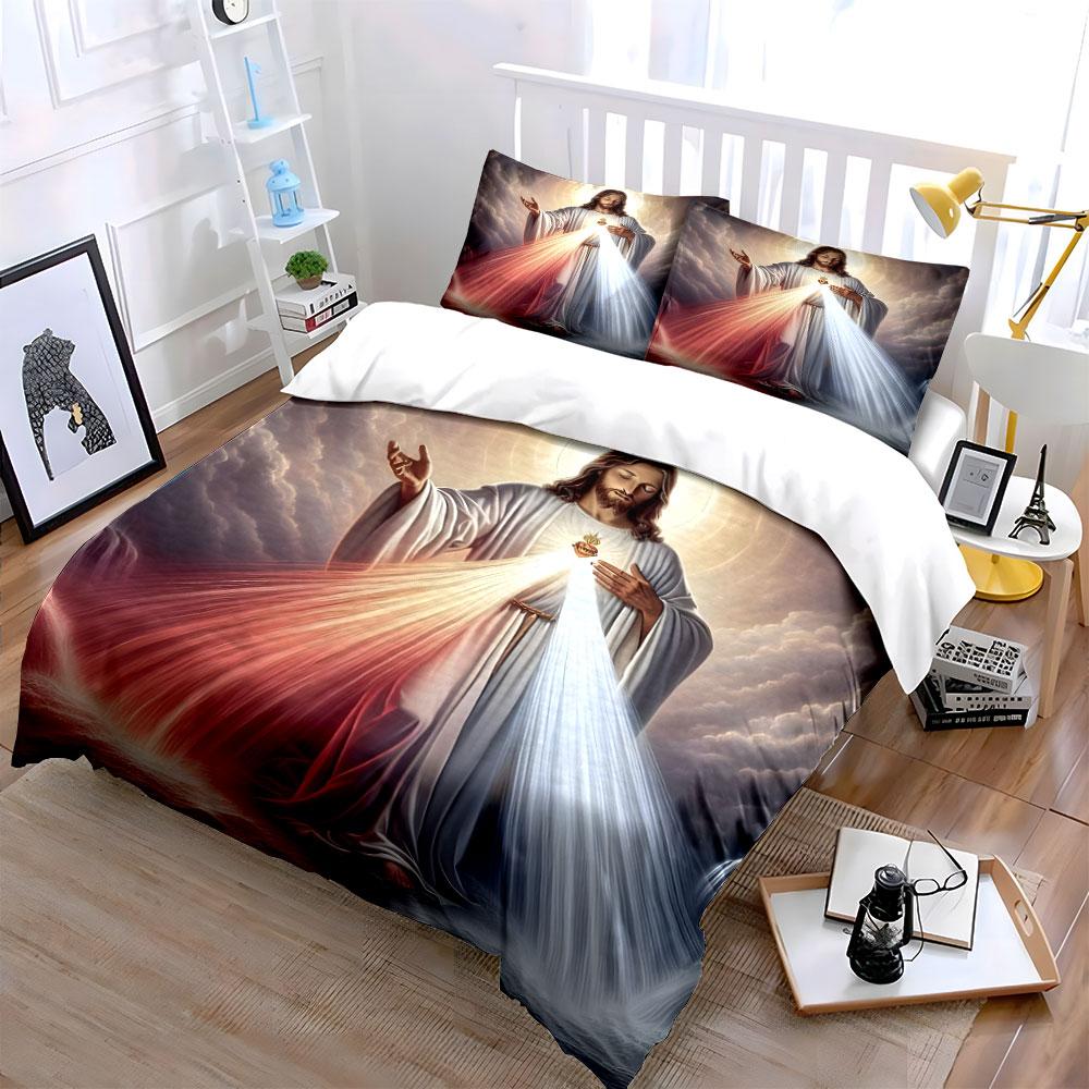 Sacred Divine Light Print Bedding Duvet Cover Set (1*Duvet Cover 2*Pillowcases, Without Duvet Insert)