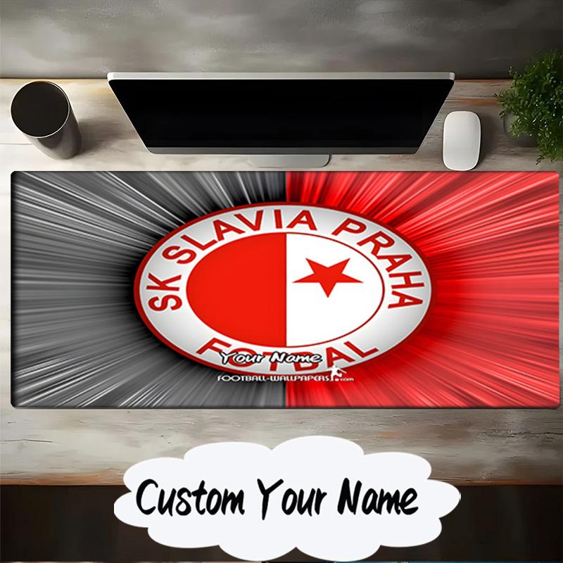 Custom Name Mouse pad Red And White Prague Football Mouse pad, Gaming Mouse Pad, keyboard pad, Desk Decor for computer notebook Fan Birthday Gift