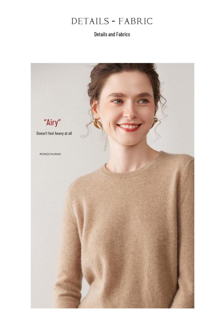 Women's Soft Cashmere Sweater: 2025 Autumn/Winter Round Neck Knit, Solid Color, Versatile Base Layer