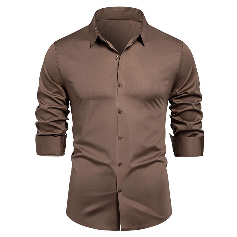 Business Casual Long Sleeve Shirt Men's Fashion Bottom Shirt Stretch Men's Shirt