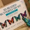 3D Beaded Butterfly Craft Kit, Tiny Beaded Animal DIY Handmade Art Set with Instruction, Cute 4-Pack Butterflies Beadwork Kit