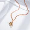 Rose Gold Color Pendant Necklace For Women Geometry Brown Natural Zircon High Quality Ethnic Bridal Jewelry