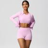 Tight Naked Feeling Brushed Yoga Suit, Quick Drying Breathable Sports Set, Outdoor Leisure Running Fitness Three Piece Set For Women